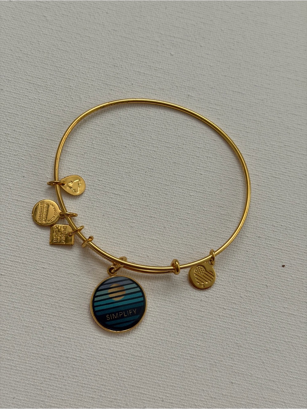 Alex and Ani Gold Tone 'SIMPLIFY' Charm Bangle Bracelet